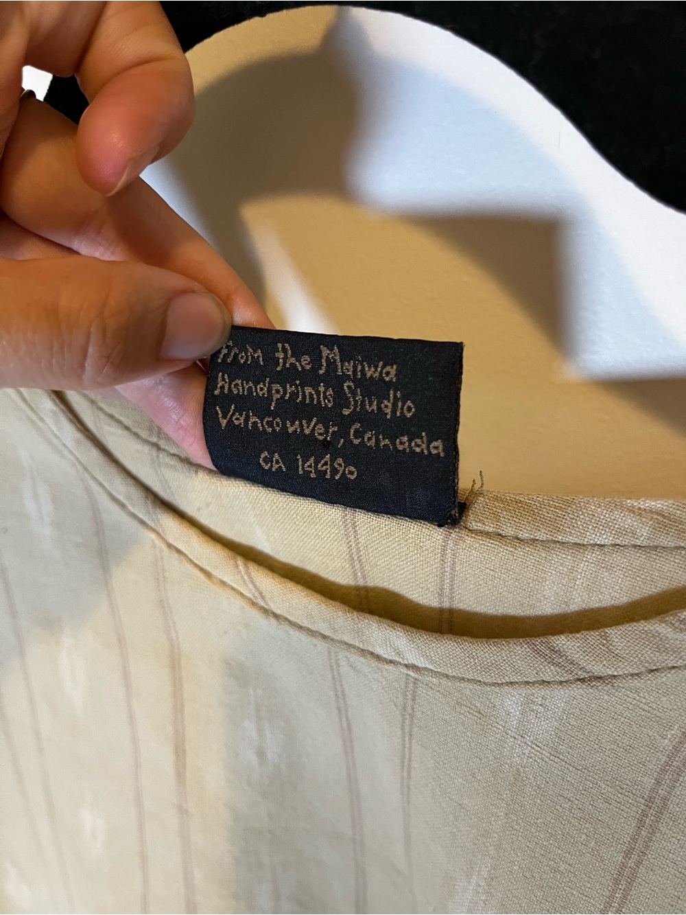 Maiwa Naturally Dyed Organic Cotton Neutral Beige Long Sleeve Tunic Top L - Picture 4 of 6